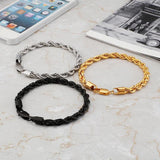 Men's Steel Twisted Chain Bracelet Unisex Silver Optional Charm