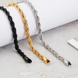 Men's Steel Twisted Chain Bracelet Unisex Silver Optional Charm