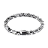 Men's Steel Twisted Chain Bracelet Unisex Silver Optional Charm