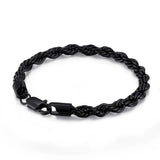 Men's Steel Twisted Chain Bracelet Unisex Silver Optional Charm