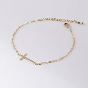 Sideways Cross Bracelet Gold/Silver Plated Tiny Jewelry