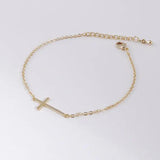 Sideways Cross Bracelet Gold/Silver Plated Tiny Jewelry