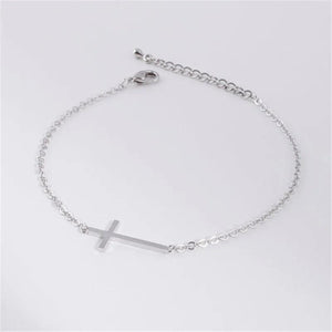 Sideways Cross Bracelet Gold/Silver Plated Tiny Jewelry