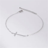 Sideways Cross Bracelet Gold/Silver Plated Tiny Jewelry