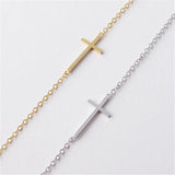 Sideways Cross Bracelet Gold/Silver Plated Tiny Jewelry