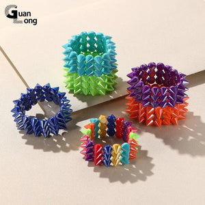 Colorful Hiphop Cuff Bracelets for Women Stretch Goth Wide Punk Bangles