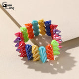 Colorful Hiphop Cuff Bracelets for Women Stretch Goth Wide Punk Bangles
