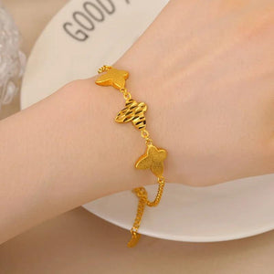 24K Gold Plated Butterfly Charm Bracelet Wedding Jewelry