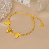 24K Gold Plated Butterfly Charm Bracelet Wedding Jewelry