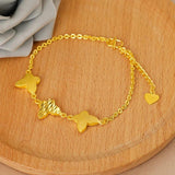24K Gold Plated Butterfly Charm Bracelet Wedding Jewelry
