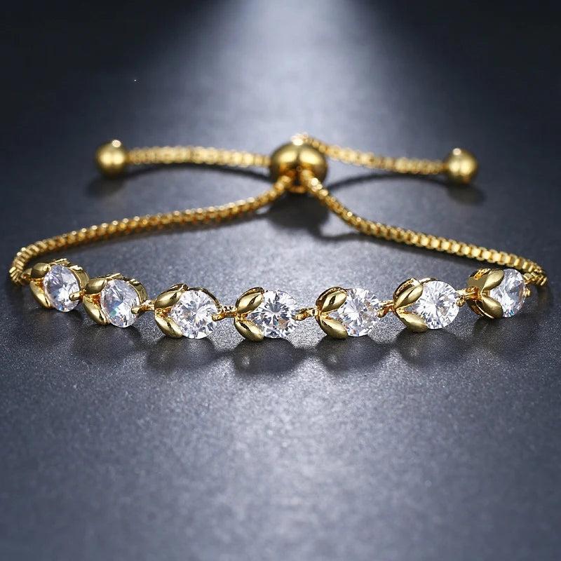 Round Shape Zircon Bracelet Adjustable Chain Cubic Zirconia Bracelets