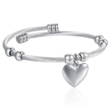 3mm Heart Love Charm Bracelet Bangle Chain Twisted Rope Silver