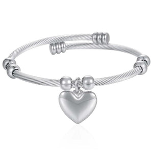 3mm Heart Love Charm Bracelet Bangle Chain Twisted Rope Silver