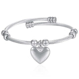 3mm Heart Love Charm Bracelet Bangle Chain Twisted Rope Silver