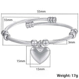 3mm Heart Love Charm Bracelet Bangle Chain Twisted Rope Silver