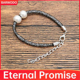 Beaded Crystal Bracelets Couples Matching Charm Pearl Bracelet