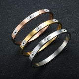 Crystal Cuff Bangle Stainless Steel Bracelet