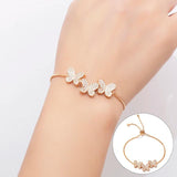 Adjustable Bracelet Bangle Butterfly Design Rhinestone Jewelry