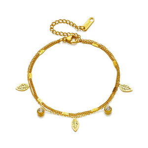 316L Stainless Steel Zircon Double Chain Bracelet For Women Girls