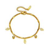 316L Stainless Steel Zircon Double Chain Bracelet For Women Girls