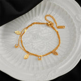 316L Stainless Steel Zircon Double Chain Bracelet For Women Girls