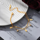 316L Stainless Steel Zircon Double Chain Bracelet For Women Girls
