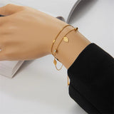 316L Stainless Steel Zircon Double Chain Bracelet For Women Girls