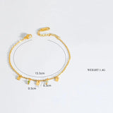 Aneebayh Tiny Stone Charm Bracelet Square Pendant Golden Chain Jewelry