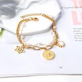 Lady Vintage Multilayer Bracelets With Charms Pearl Chains