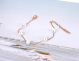 Bohemia Summer Beach Chain Bracelet Set - 5Pcs Stainless Steel Pearl Charms