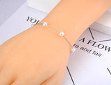 Bohemia Summer Beach Chain Bracelet Set - 5Pcs Stainless Steel Pearl Charms