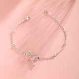 Mewanry Silver Sparkling Zircon Bow-knot Bracelet