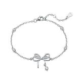 Mewanry Silver Sparkling Zircon Bow-knot Bracelet