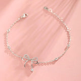 Mewanry Silver Sparkling Zircon Bow-knot Bracelet