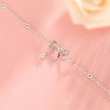 Mewanry Silver Sparkling Zircon Bow-knot Bracelet