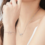 Mewanry Silver Sparkling Zircon Bow-knot Bracelet