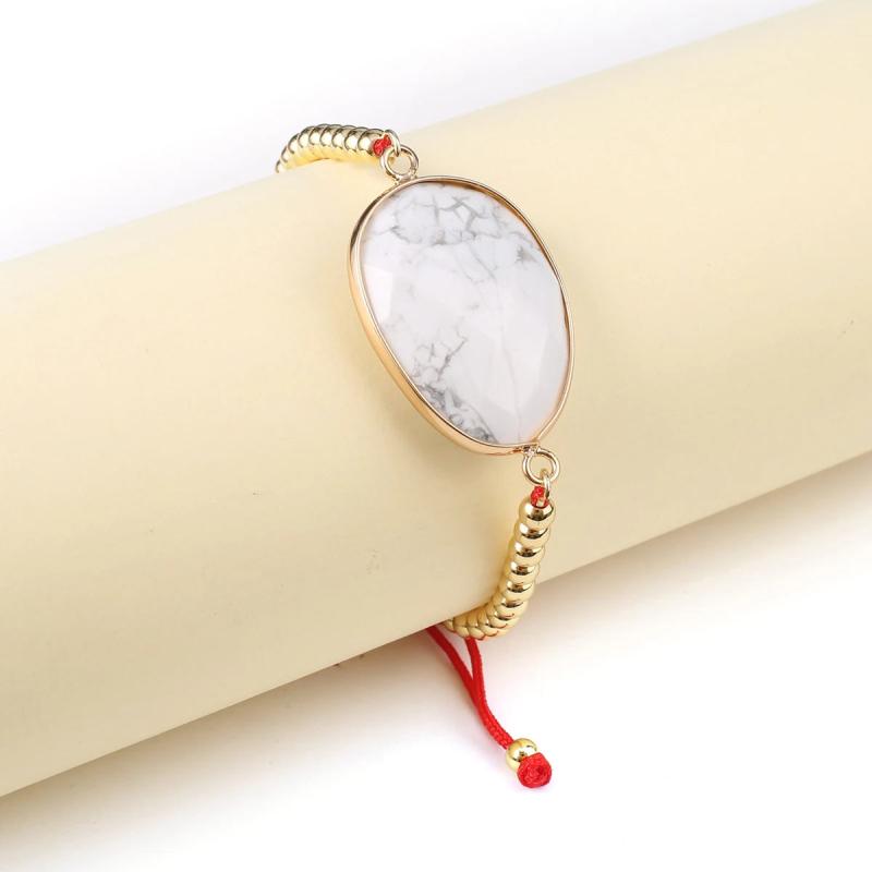 Vintage Natural Stone Women's Bracelet - Amethyst Agate Amazonite