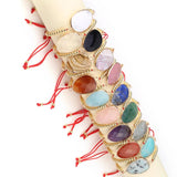 Vintage Natural Stone Women's Bracelet - Amethyst Agate Amazonite