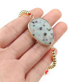 Vintage Natural Stone Women's Bracelet - Amethyst Agate Amazonite