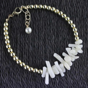 Bohemian Natural Coral and Pearl Bracelet