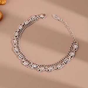 Silver Smiley Face Bracelet for Women Party Jewelry