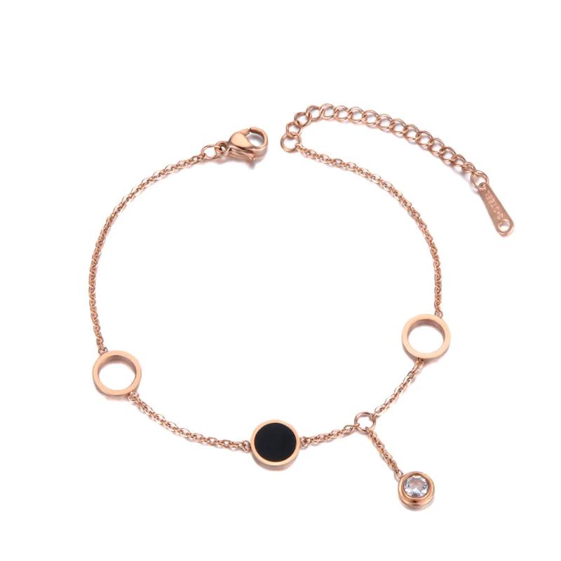 Bohemia Stainless Steel Chain Bracelet CZ Crystal Charm Jewelry