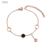 Bohemia Stainless Steel Chain Bracelet CZ Crystal Charm Jewelry