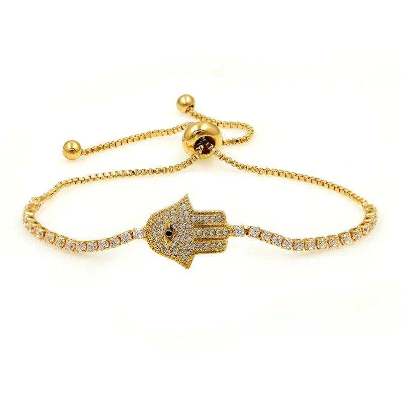 Hand of God Clear Cubic Zirconia Evil Eye Bracelet
