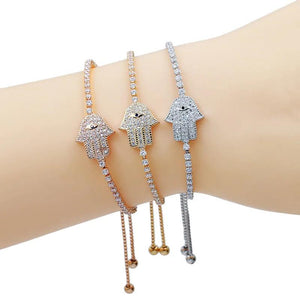 Hand of God Clear Cubic Zirconia Evil Eye Bracelet