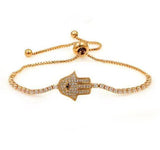 Hand of God Clear Cubic Zirconia Evil Eye Bracelet