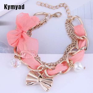 Simulated Pearl Butterfly Bracelet for Women