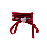 Red Velvet Rope Heart Bracelet for Women
