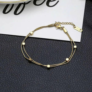 2 Layer Cube Snake Bone Chain Bracelet for Women