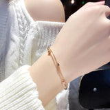 2 Layer Cube Snake Bone Chain Bracelet for Women